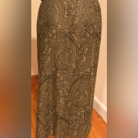 Talbots Maxi Rap Skirt  Tan & Black Brocade Designs Print Vintage SZ 10 - Picture 4 of 10